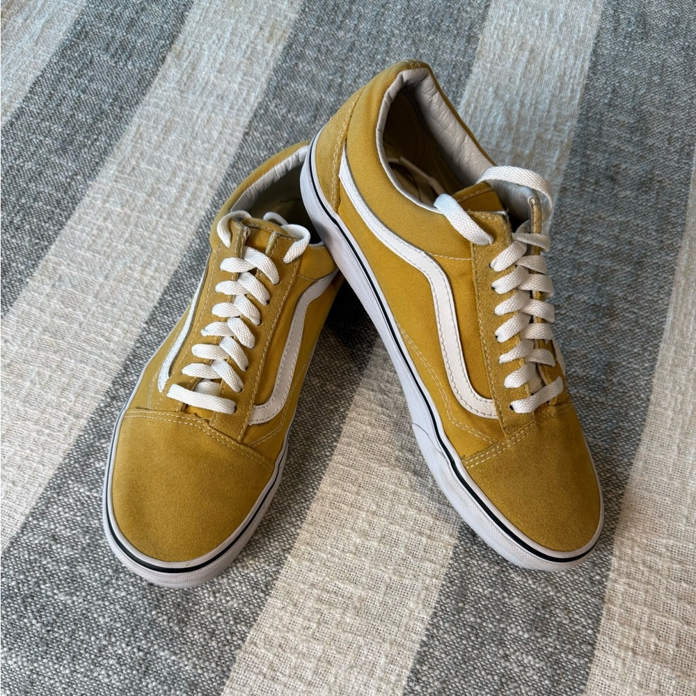 VANS Old Skool M8.5 W10 Ochre Yellow/True White Low Top Canvas/Suede Sneakers